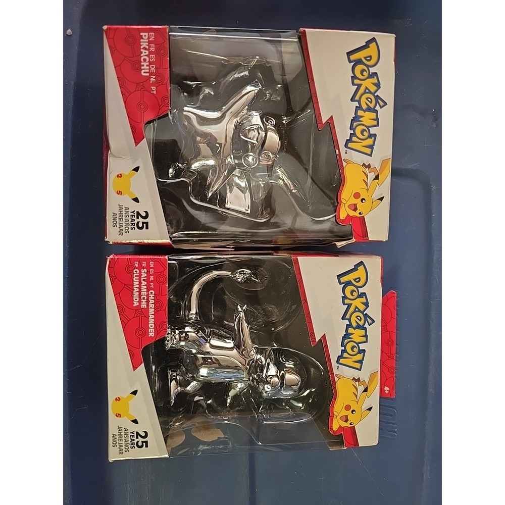 Pokemon 25 Years Anniversary Pikachu 3" & Charmander Chrome Figure